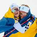 &Scaron;vedijos atstovės Frida Karlsson ir Ebba Andersson