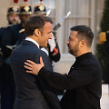 Prancūzijos prezidentas Emmanuelis Macronas ir Ukrainos vadovas Volodymyras Zelenskis