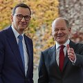 Lenkijos premjeras Mateuszas Morawieckis ir Vokietijos kancleris Olafas Scholzas