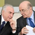 Jose Serra (de&scaron;inėje) ir Michelis Temeras
