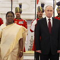 Indijos prezidentė Droupadi Murmu ir Vladimiras Putinas