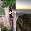 Kinijoje moterį i&scaron;gelbėjo mažas uolos ply&scaron;ys