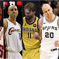 I&scaron; kairės: Dennisas Rodmanas, Žydrūnas Ilgauskas, Domantas Sabonis, Emanuelis Ginobili, Luka Dončičius