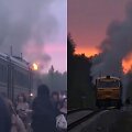 Užsidegė traukinys Latvijoje