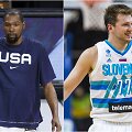 Kevinas Durantas (kairėje) ir Luka Dončičius