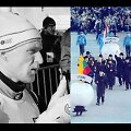 Gintaras Jasinskas ne&scaron;ė Lietuvos vėliavą 1992 m. žiemos olimpinėse žaidynėse