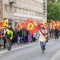 Prie&scaron; &Scaron;vedijos narystę NATO nusiteikę protestuotojai su Kurdistano darbininkų partijos vėliavomis