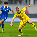 Lietuvos futbolo rinktinė Tautų lygos rungtynėse Kipre. Paulius Golubickas