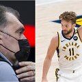 Domantas Sabonis (de&scaron;inėje) aplenkė tėvą Arvydą pagal NBA lygoje pataikytus trita&scaron;kius