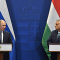 Rusijos lyderis Vladimiras Putinas ir Vengrijos premjeras Viktoras Orbanas