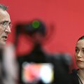 Suomijos premjerė Sanna Marin ir NATO vadovas Jensas Stoltenbergas