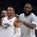 Russellas Westbrookas ir LeBronas Jamesas