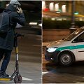 Paspirtukininkas, policijos automobilis
