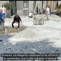 Liepos vidury italai turėjo valyti sniegą nuo &scaron;aligatvių, užuot mėgavęsi vasariška šiluma