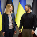 Estijos ministrė pirmininkė Kaja Kallas ir Ukrainos prezidentas Volodymyras Zelenskis