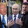 Donaldas Trumpas, Vladimiras Putinas ir Volodymyras Zelenskis / AFP / ZUMAPRESS