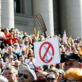 Protestas prie&scaron; Galimybių pasą