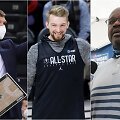 Dėl Domanto Sabonio (viduryje) nei&scaron;rinkimo tarp žvaigždžių piktinosi jo brolis Tautvydas (kairėje) ir Shaquille'as O'Nealas