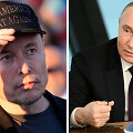 JAV verslininkas Elonas Muskas ir Rusijos prezidentas Vladimiras Putinas