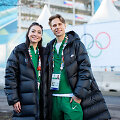 Allison Reed ir Saulius Ambrulevičius prie olimpinio kaimelio Milane.