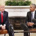 Donaldas Trumpas ir Barackas Obama Baltuosiuose Rūmuose