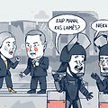 Bilotaitė ir Pocius. Karikatūros autorius Ignas Krakys, idėjos autorius Andrius Zimaitis