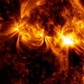 NASA Saulės dinamikos observatorijos užfiksuotas kovo 31 d. Saulės žybsnio vaizdas i&scaron; arti. 