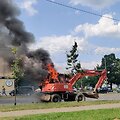 Kaune užsidegęs ekskavatorius