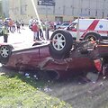 Apvirtusi HONDA po avarijos Vilniuje, S.Neries gatvėje