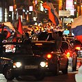 Netoli Kremliaus aik&scaron;tės Maskvoje pergalę &scaron;venčia rusai