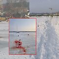 Vaizdai i&scaron; sniego motociklininko žūties vietos