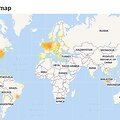 Skundų dėl &bdquo;Facebook&ldquo; sutrikimų geografija: kuo tamsesnė spalva, tuo daugiau vartotojų i&scaron; tos vietovės skundžiasi