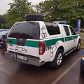 Suniokotas policijos automobilis