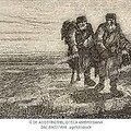 Medžio raižinys &bdquo;Du kaimiečiai kelyje netoli Taurogeno&rdquo; geografijos, kelionių ir kostiumų žurnale i&scaron;spausdintas 1865 m.&nbsp;