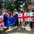 Demonstrantai protestuoja prie&scaron; užsienio agentų įstatymą Gruzijoje. / IMAGO / IMAGO/SNA