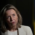 Olandijos gynybos ministrė Kajsa Ollongren kalba Kyjeve. / Thomas Peter / REUTERS