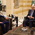 Jeanas-Noelis Barrot ir Najibas Mikati / ANWAR AMRO / AFP