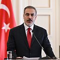 Turkijos užsienio reikalų ministras Hakanas Fidanas / ARIS MESSINIS / AFP