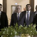 Palestinos premjeras Mohammedas Mustafa ir Arabų Lygos atstovai / Amr Nabil / AP