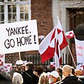 Protestas prie&scaron; amerikiečius prie JAV ambasados Kopenhagoje / NILS MEILVANG / AFP