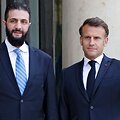 Ahmedas al Sharaa ir Emmanuelis Macronas / LUDOVIC MARIN / AFP