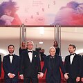 Filmo komanda su aktoriumi Vytautu Kaniu&scaron;oniu / SAMEER AL-DOUMY / AFP