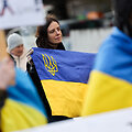 Ukrainos vėliavos Ženevoje / Pierre Albouy / REUTERS