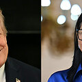 Donaldas Trumpas ir Delcy Rodriguez  / JIM WATSON JUAN BARRETO / AFP