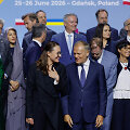 J. Svyrydenko ir D. Tuskas / WOJTEK RADWANSKI / AFP