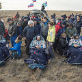 I&scaron; kosmoso grįžo trys astronautai.