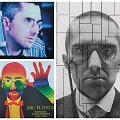 Jurgio Mačiūno nuotraukų koliažas: kadras i&scaron; Jono Meko filmo, knygos &bdquo;Mr.Fluxus&ldquo; vir&scaron;elis ir kadras i&scaron; filmo &bdquo;George: Jurgio Mačiūno ir Fluxus istorija&ldquo;
