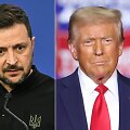 Ukrainos lyderis Volodymyras Zelenskis ir Donaldas Trumpas / ATTILA KISBENEDEK CHARLY TRIBALLEAU / AFP