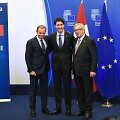 Europos Sąjungos prezidentas Donaldas Tuskas, Kanados premjeras Justinas Trudeau ir Europos Komisijos pirmininkas Jeanas-Claude'as Junckeris