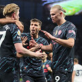 &bdquo;Manchester City&ldquo; žaidėjai &scaron;venčia pirmąjį įvartį